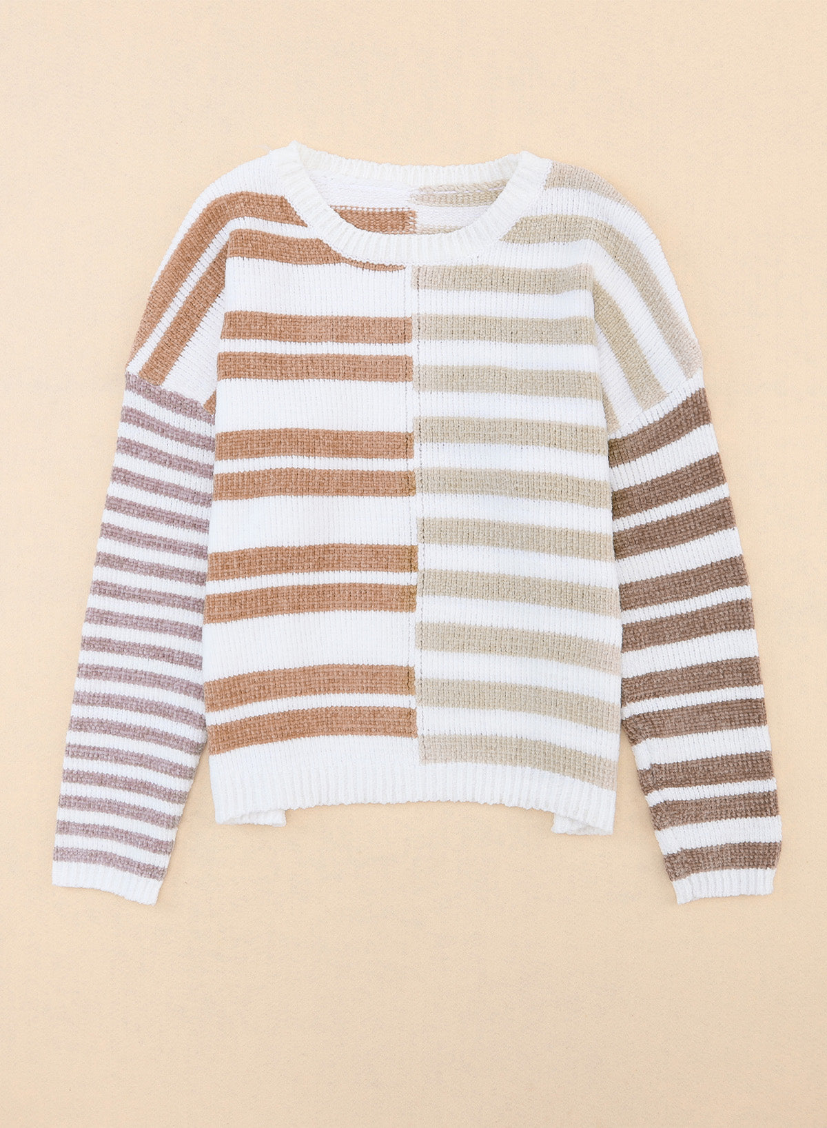 Schlabberpullover mit gestreiften schultern
