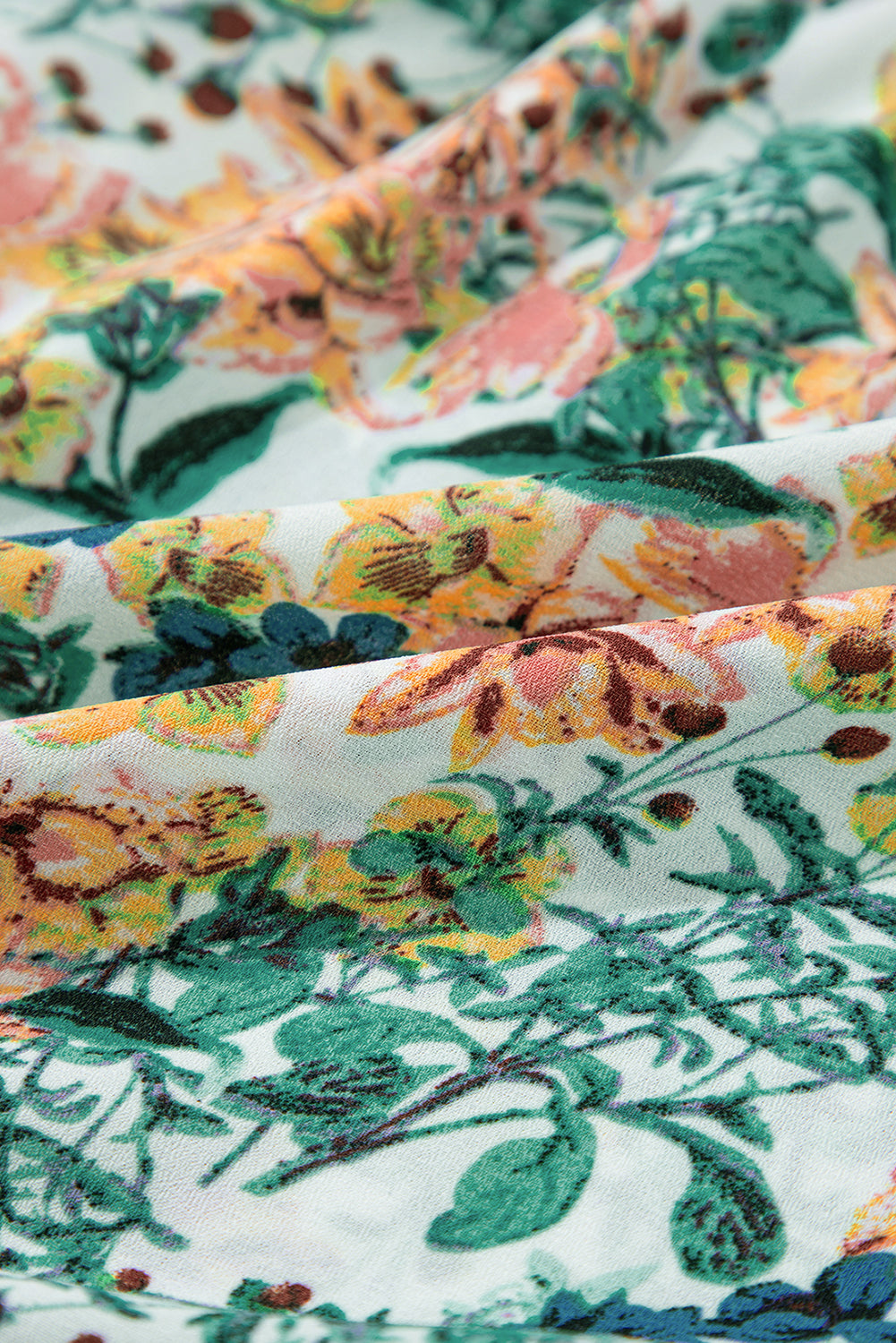 Himmelblau floral 3/4 ärmel v-ausschnitt hohe taille gerafftes kleid