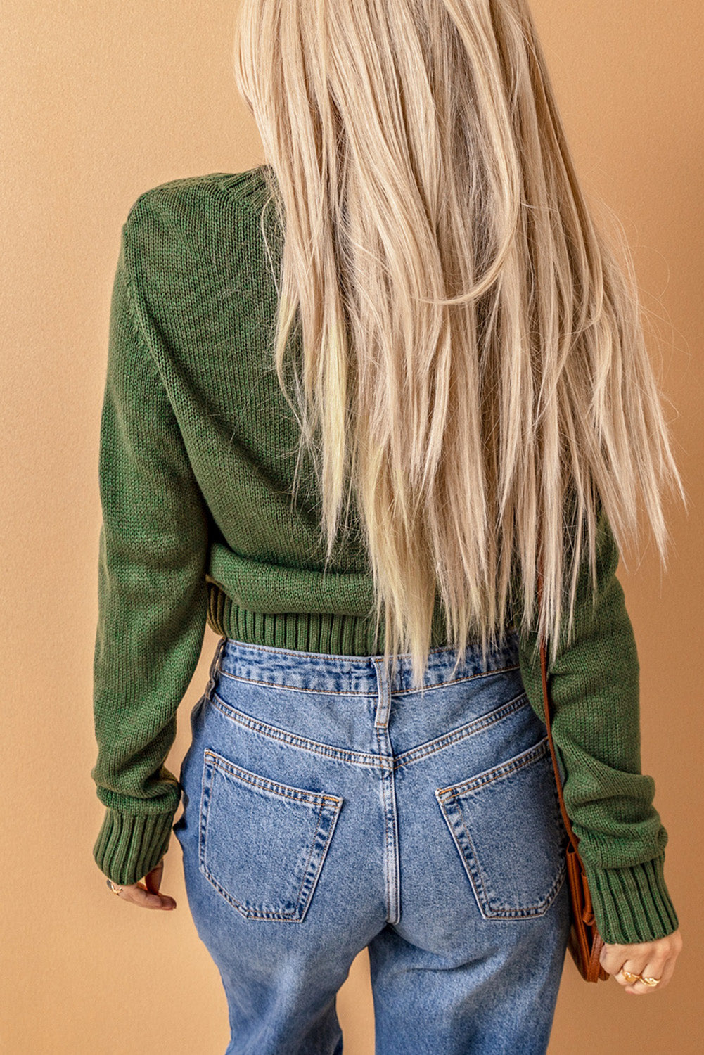 Grün fronttaschen knöpfe strukturierte strickjacke