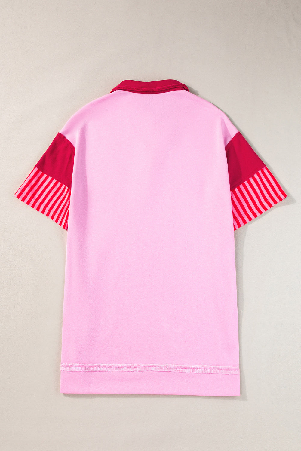 Rosa streifen colorblock patchwork kurzarm-t-shirt kleid