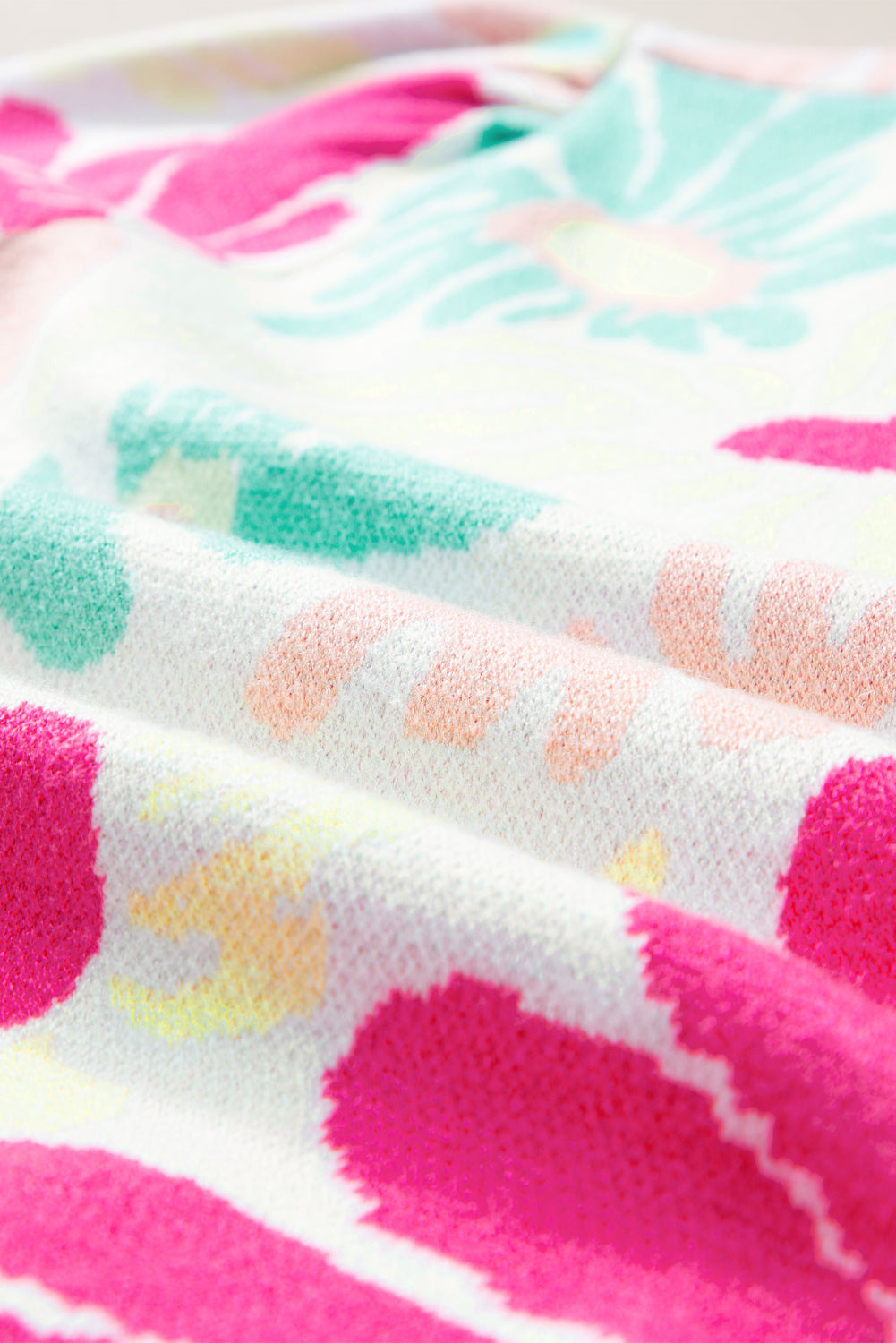 Mehrfarbig floral print v-ausschnitt kurzarm pullover
