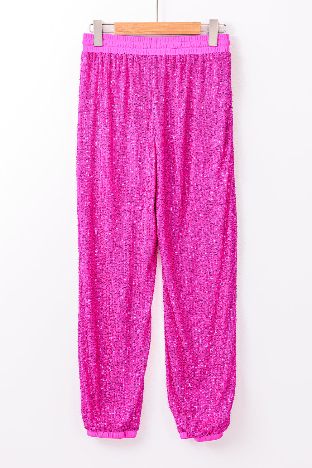 Rosa krawatte pailletten-jogger-hose mit hoher taille