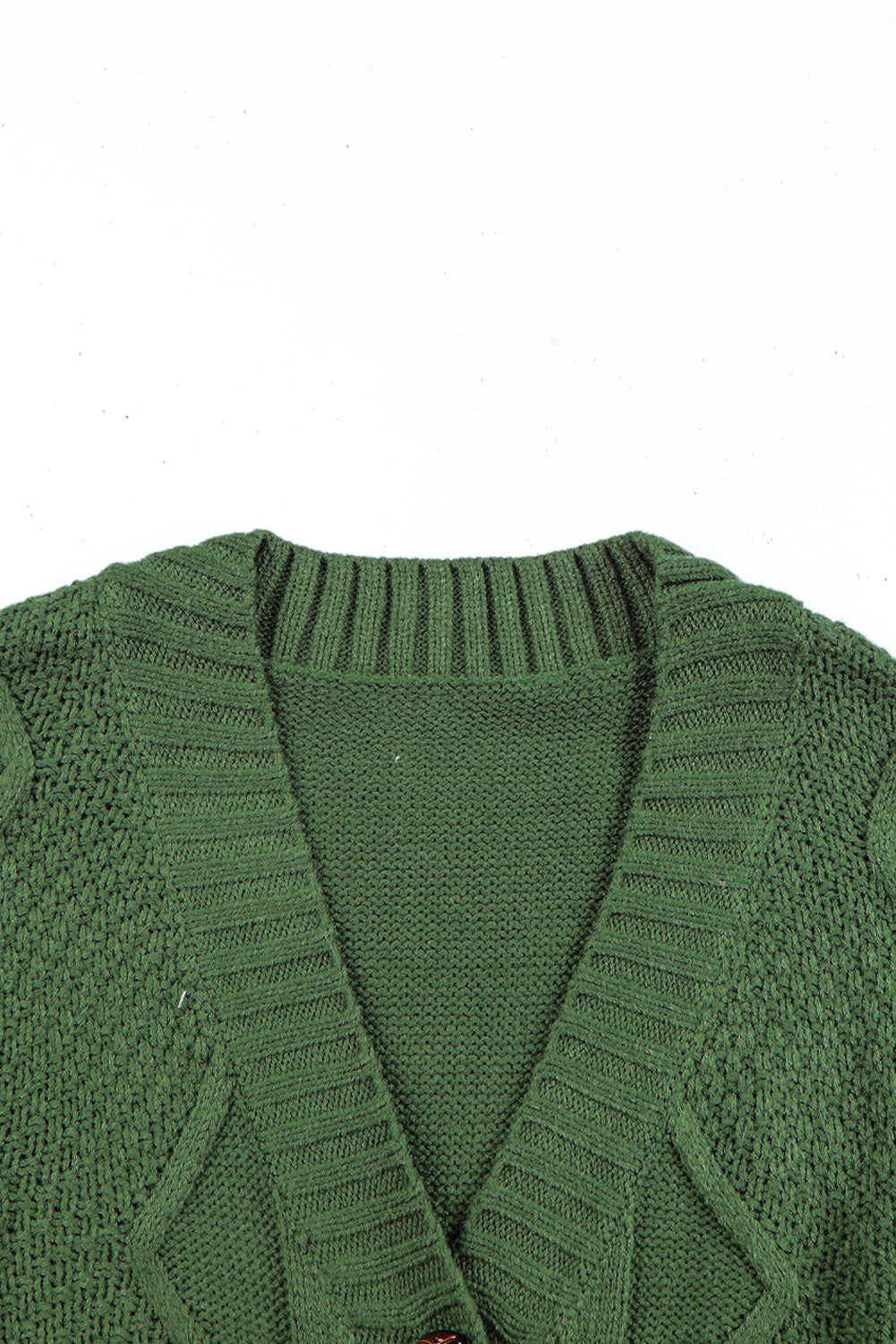 Grün fronttaschen knöpfe strukturierte strickjacke