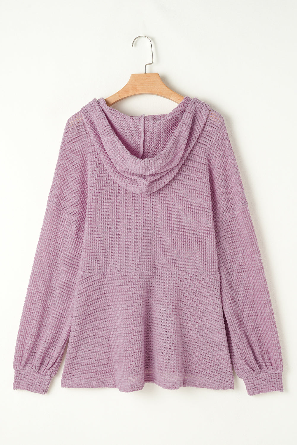 Plus size waffelstrick-top mit kapuze