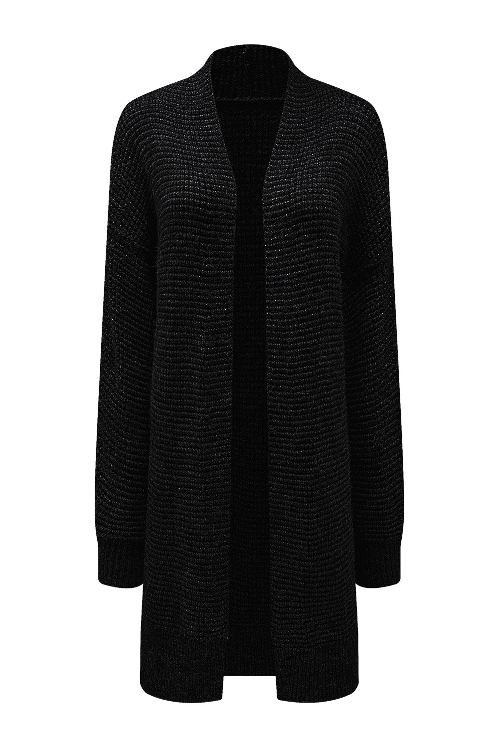 Schwarz karierter strickcardigan mit offener vorderseite