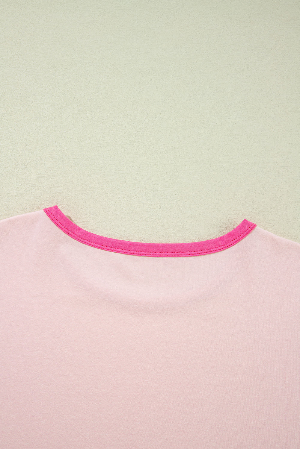 Rosa farbe blocknaht ärmel rundhalsausschnitt oversize top