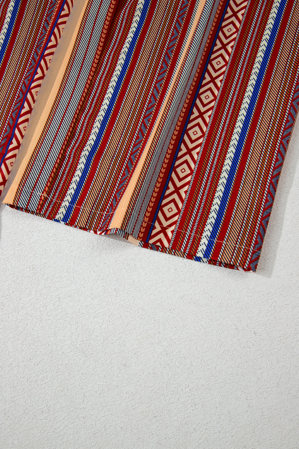 Rote boho ethnostreifen print krawatte taille weites bein hose