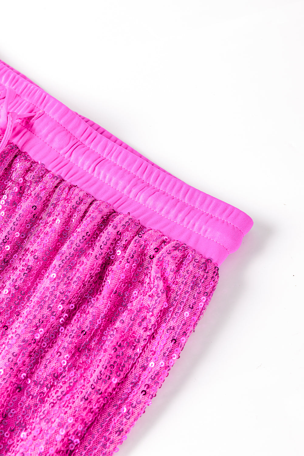 Rosa krawatte pailletten-jogger-hose mit hoher taille