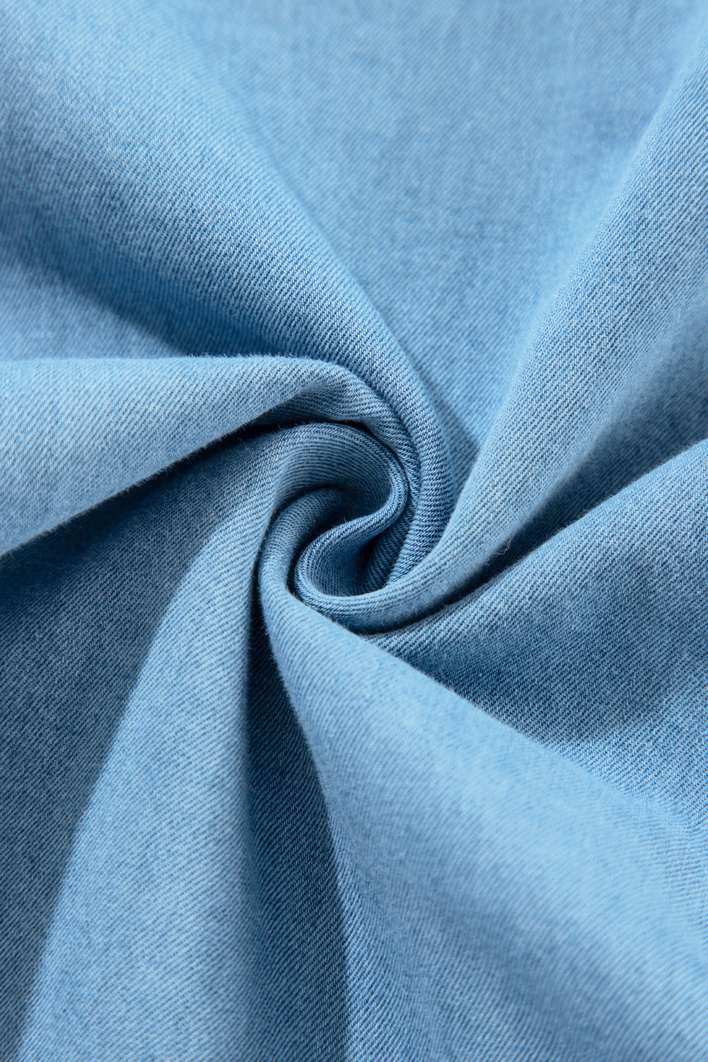 Myosotis Geraffter V-Ausschnitt Geknöpftes Shift-Denim-Kleid