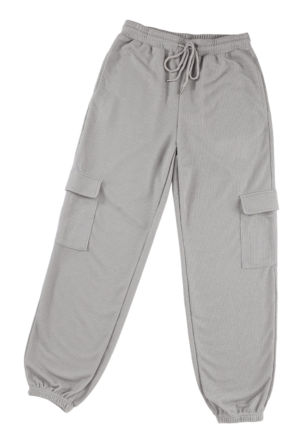 Graue waffelstruktur cargo-taschen-jogger-hose