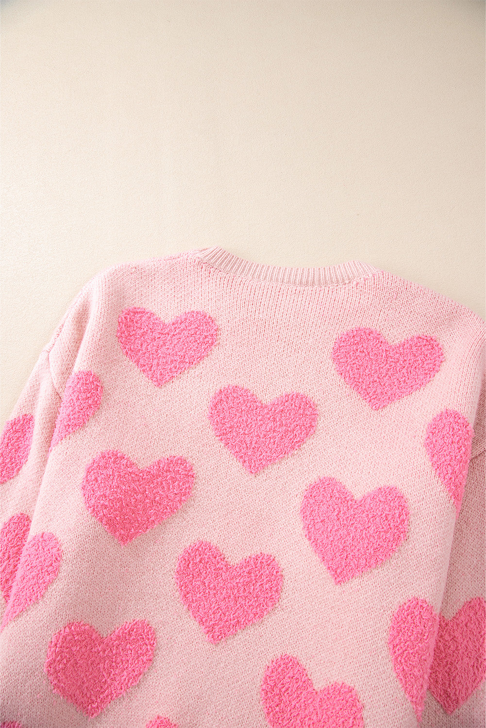 Hellrosa valentinstag herz-jacquard-strickpullover