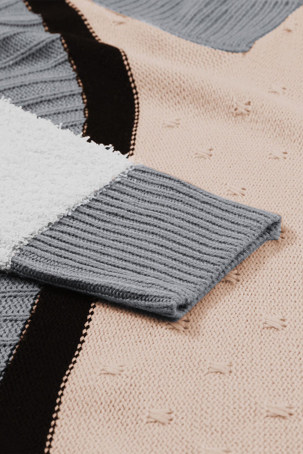 Aprikose gemischte boucl farbe block plus größe pullover kleid