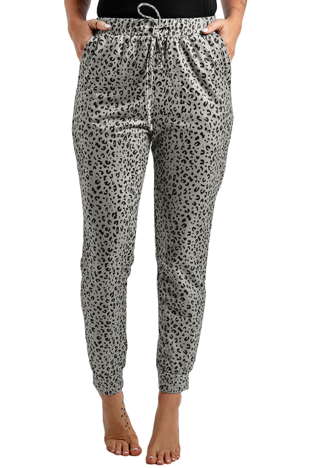 Khaki breezy leopard jogginghose