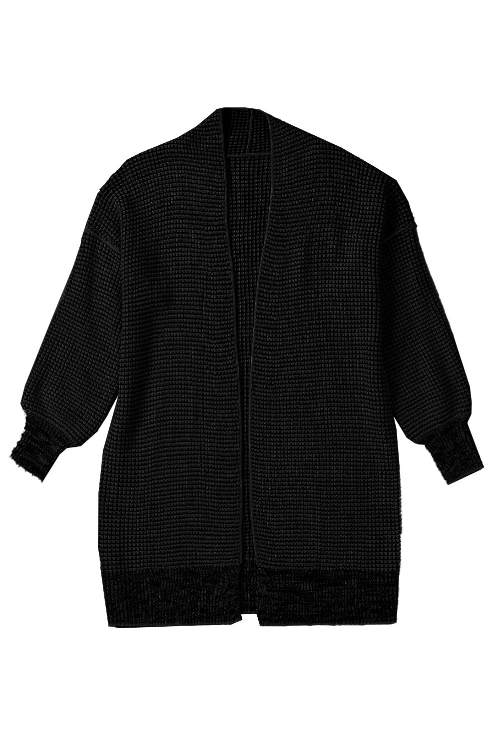 Schwarz karierter strickcardigan mit offener vorderseite