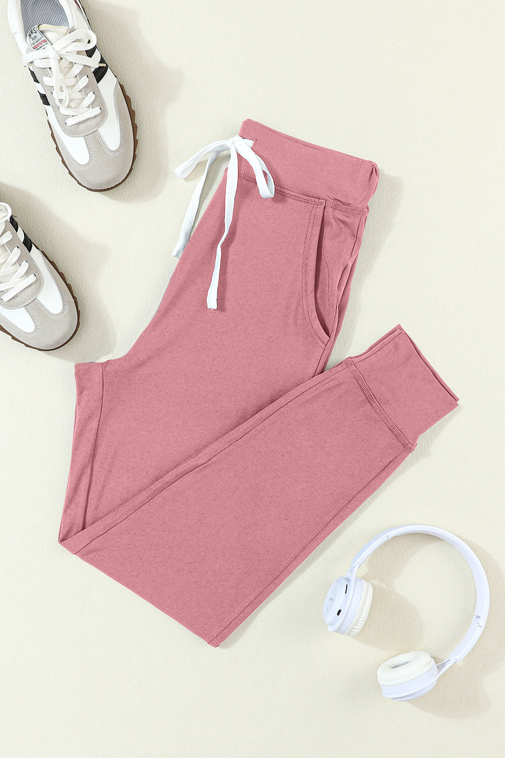 Fushia jogginghose mit kordelzug und taschenträgern