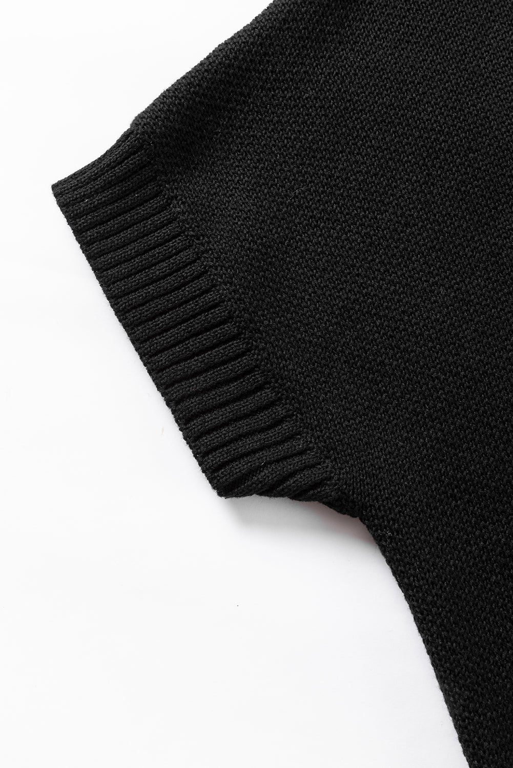 Schwarzer quarter zip pullover mit kurzen fledermausärmeln