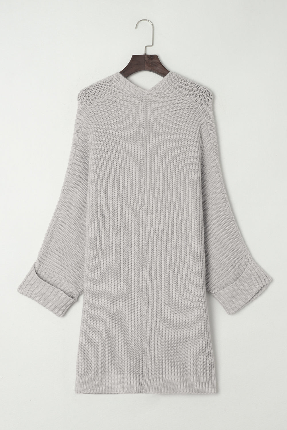 Grauer übergroßer pullover mit umgeschlagenen ärmeln cardigan