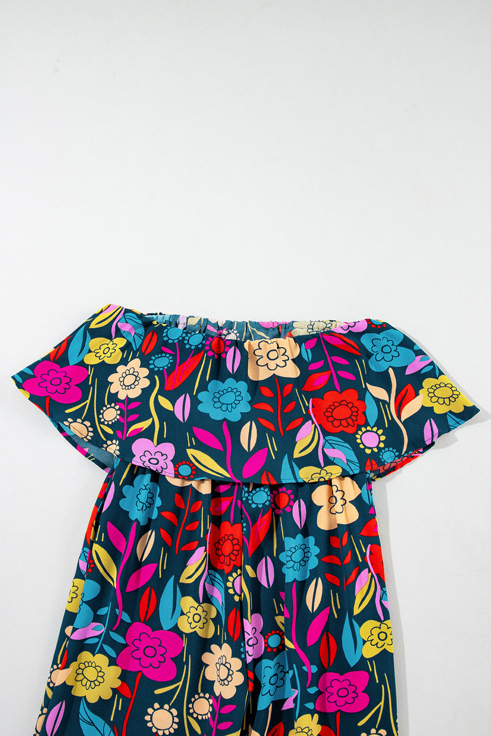 Rot mix tropical print trägerloser geraffter jumpsuit