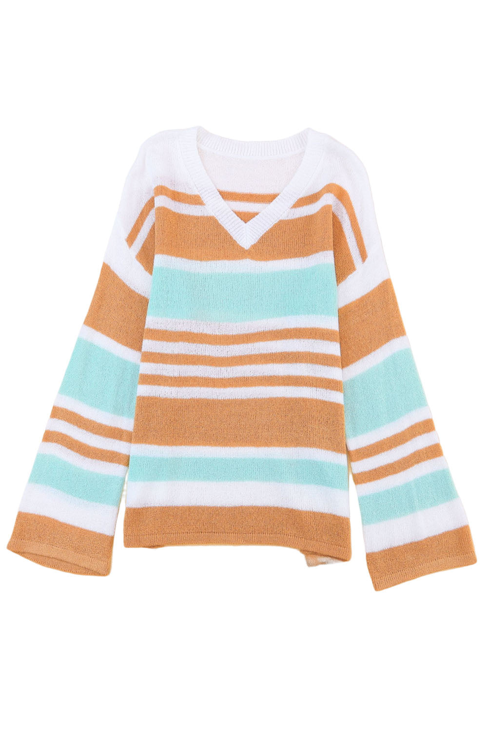 Mehrfarbiger colorblock-streifen langärmeliger geteilter pullover