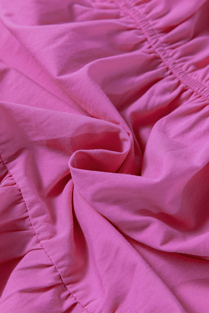 Bonbon farbblock gestuftes kleid mit gekerbtem hals und rüschenärmeln
