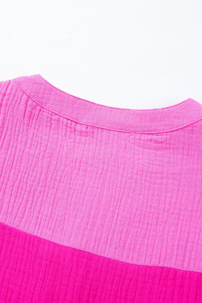 Multicolor color block tiered puff sleeve kleid