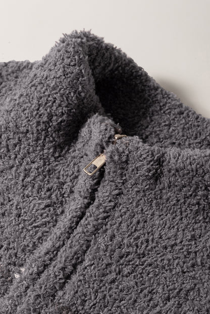Grauer western pullover mit geometrischem aufdruck und viertelreißverschluss