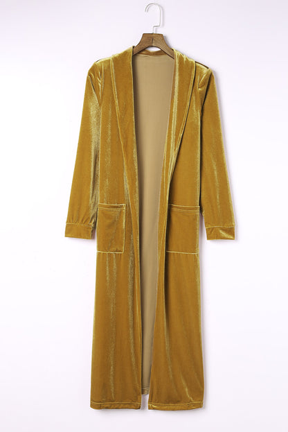 Gelber samt open front pocketed long duster