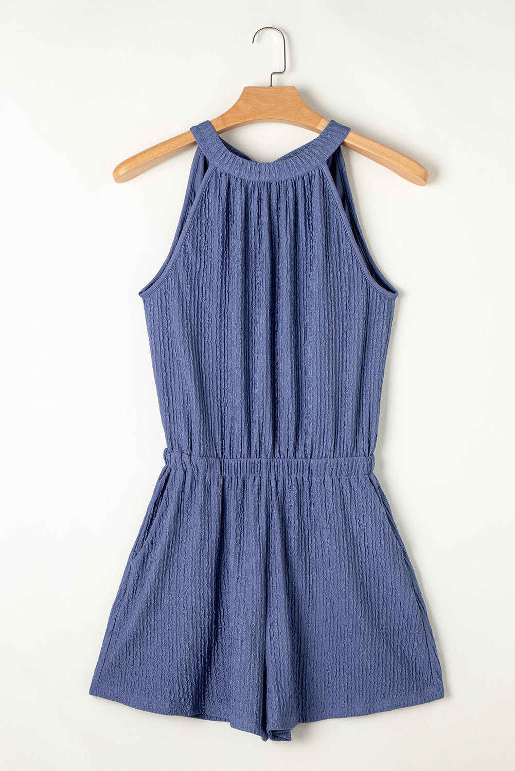 Bluing knot zurück hohen hals crinkle strukturierte romper