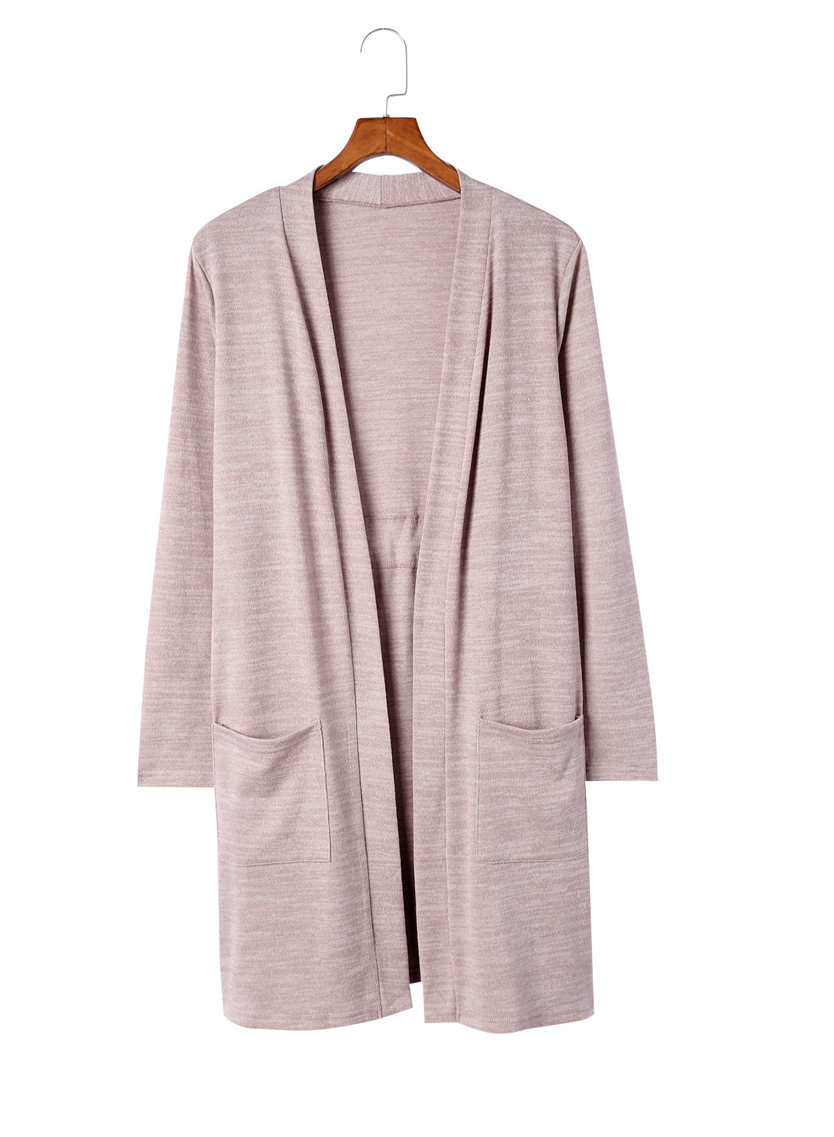 Rosa tunika mit offener vorderseite strickjacke mit taschen
