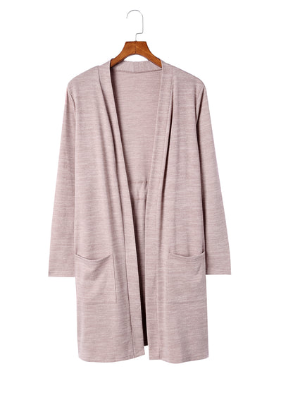 Rosa tunika mit offener vorderseite strickjacke mit taschen