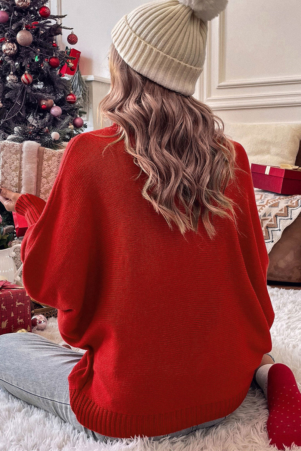 Racing red valentine love letter stickerei high neck pullover
