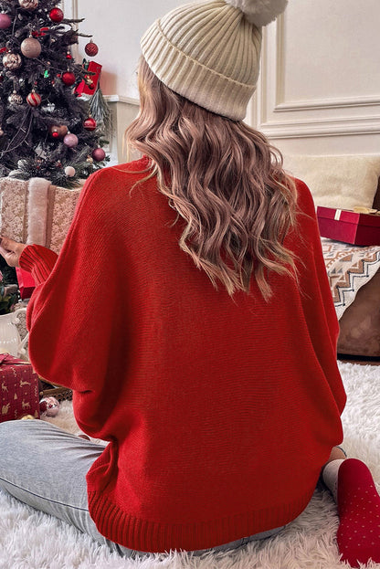 Racing red valentine love letter stickerei high neck pullover