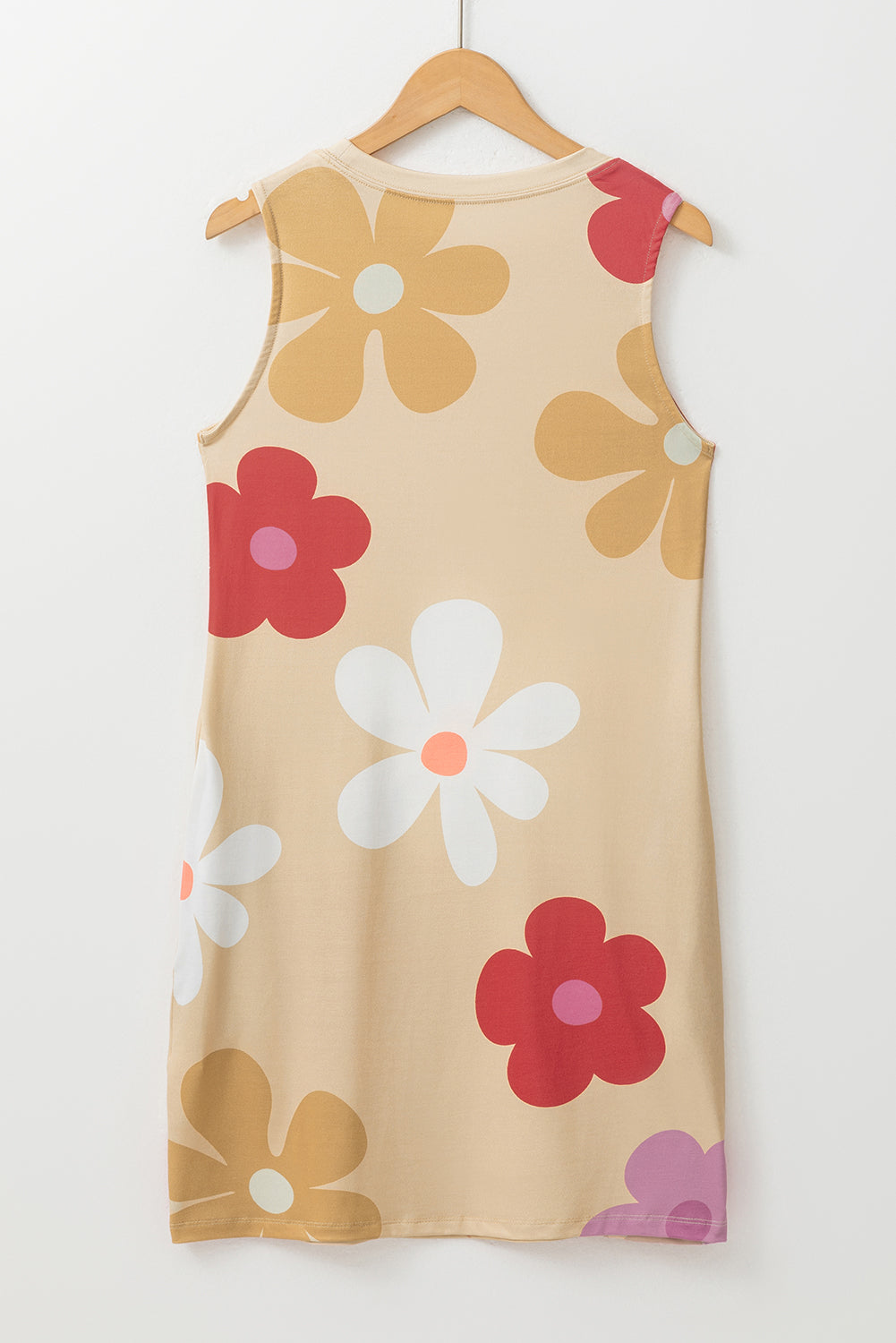 Apricot gänseblümchen-tankkleid mit blumendruck