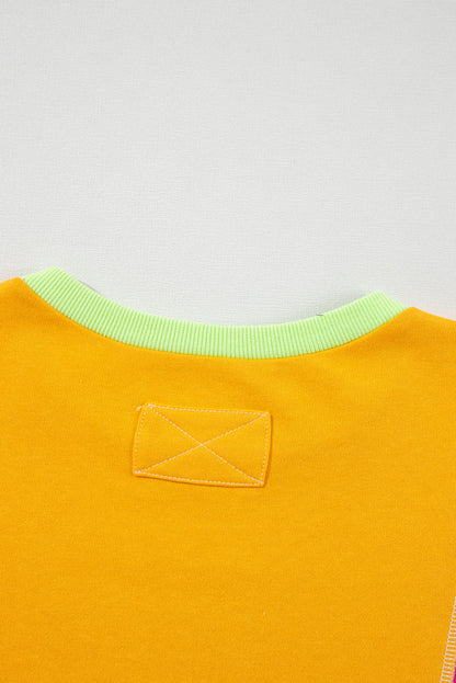 Rose rot plus größe colorblock patchwork freiliegende naht pullover
