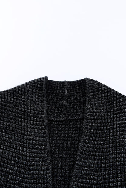 Schwarz karierter strickcardigan mit offener vorderseite
