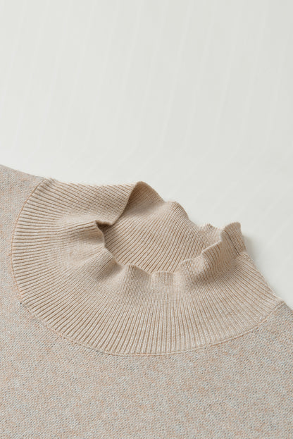 Apricot lebhaftes gepardenmuster hoher hals kurzarmpullover