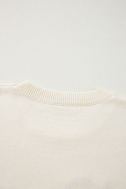 Apricot boo strickmuster gerippter rand drop shoulder pullover