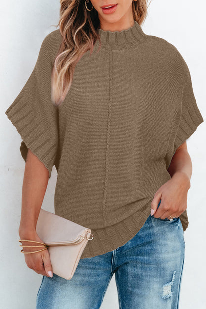 Desert palm mock neck batwing kurzarm-strickpullover