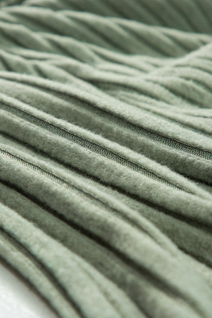 Grasgrün solide farbe gerippt kurzarm weites bein jumpsuit