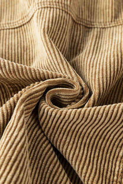 Aprikose nietenbesetzte geknöpfte brusttaschen kordjacke