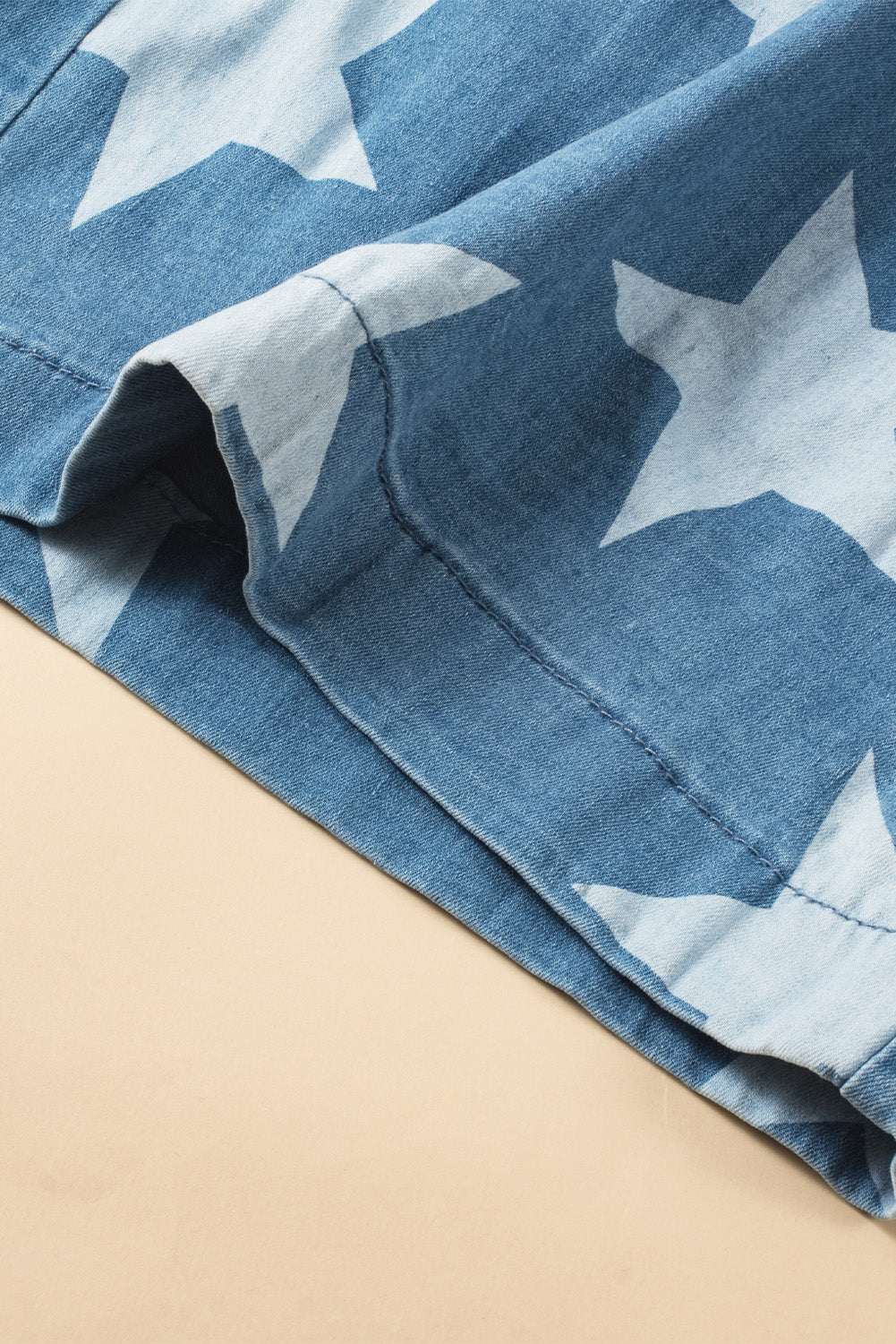 Star print geknöpftes band falte weites bein denim overall