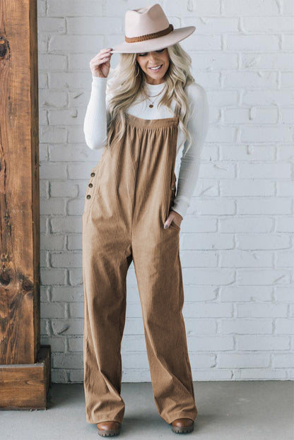 Grauer morn solid pocketed loose fit cord overall