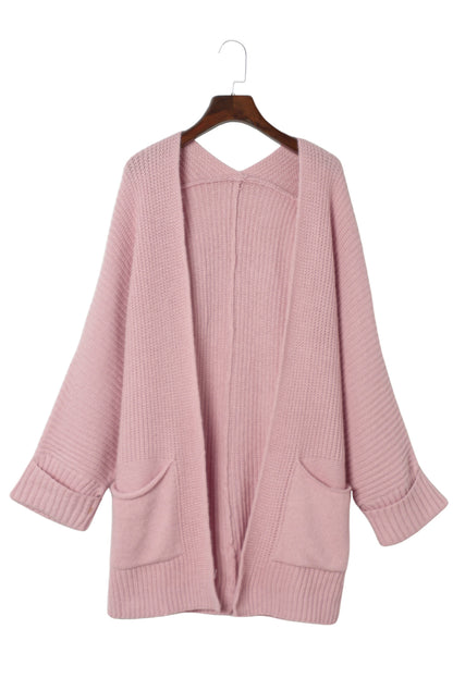 Rosa übergroßer pullover mit umgeschlagenen ärmeln cardigan