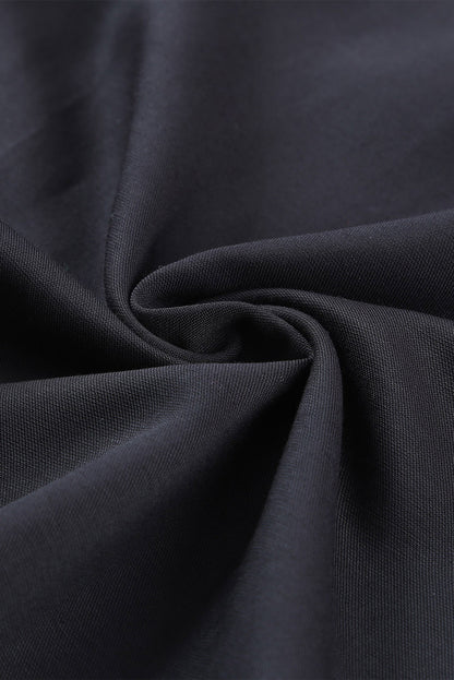 Schwarzer kordelzug elastische taille lässige hose mit weitem bein