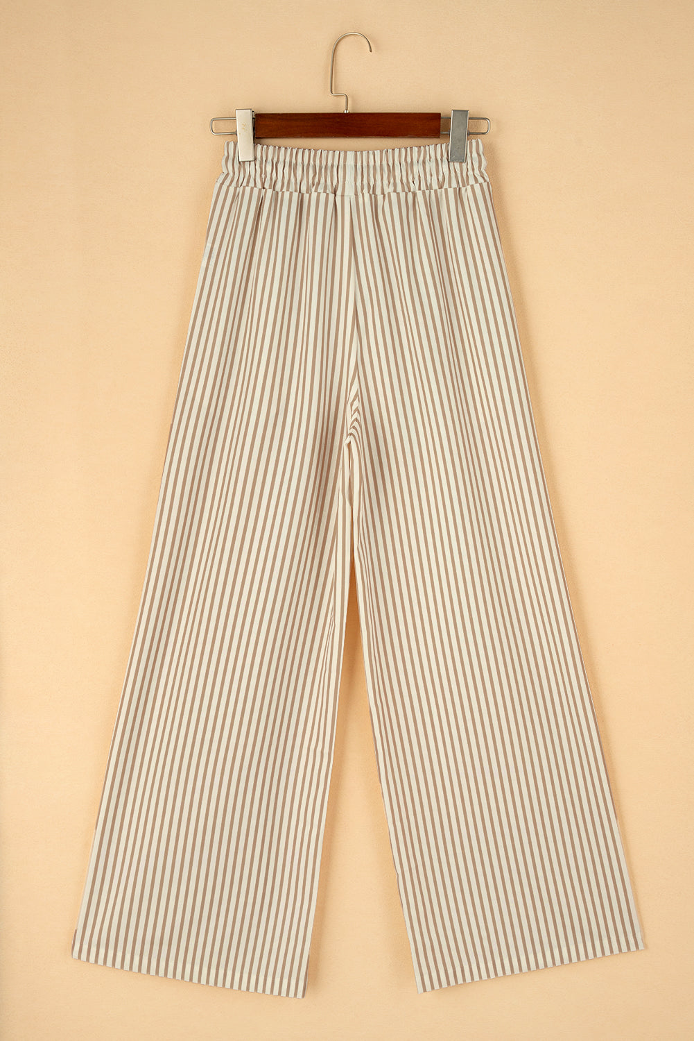 Khaki streifendruck weite hose mit kordelzug