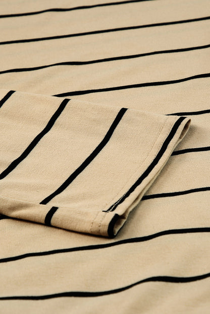 Apricot Gestreiftes Lässig geschlitztes langes Kleid
