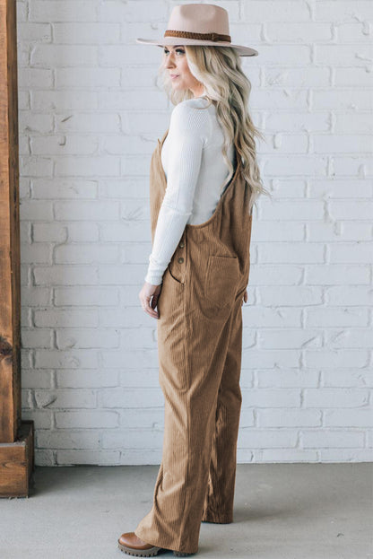 Grauer morn solid pocketed loose fit cord overall