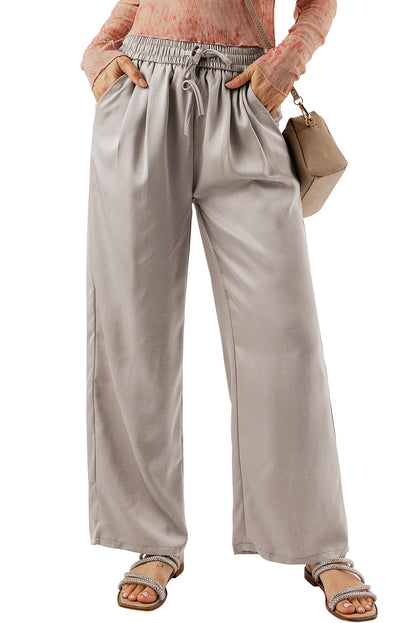 Jet stream solid plissee-hose mit hoher taille und weitem bein