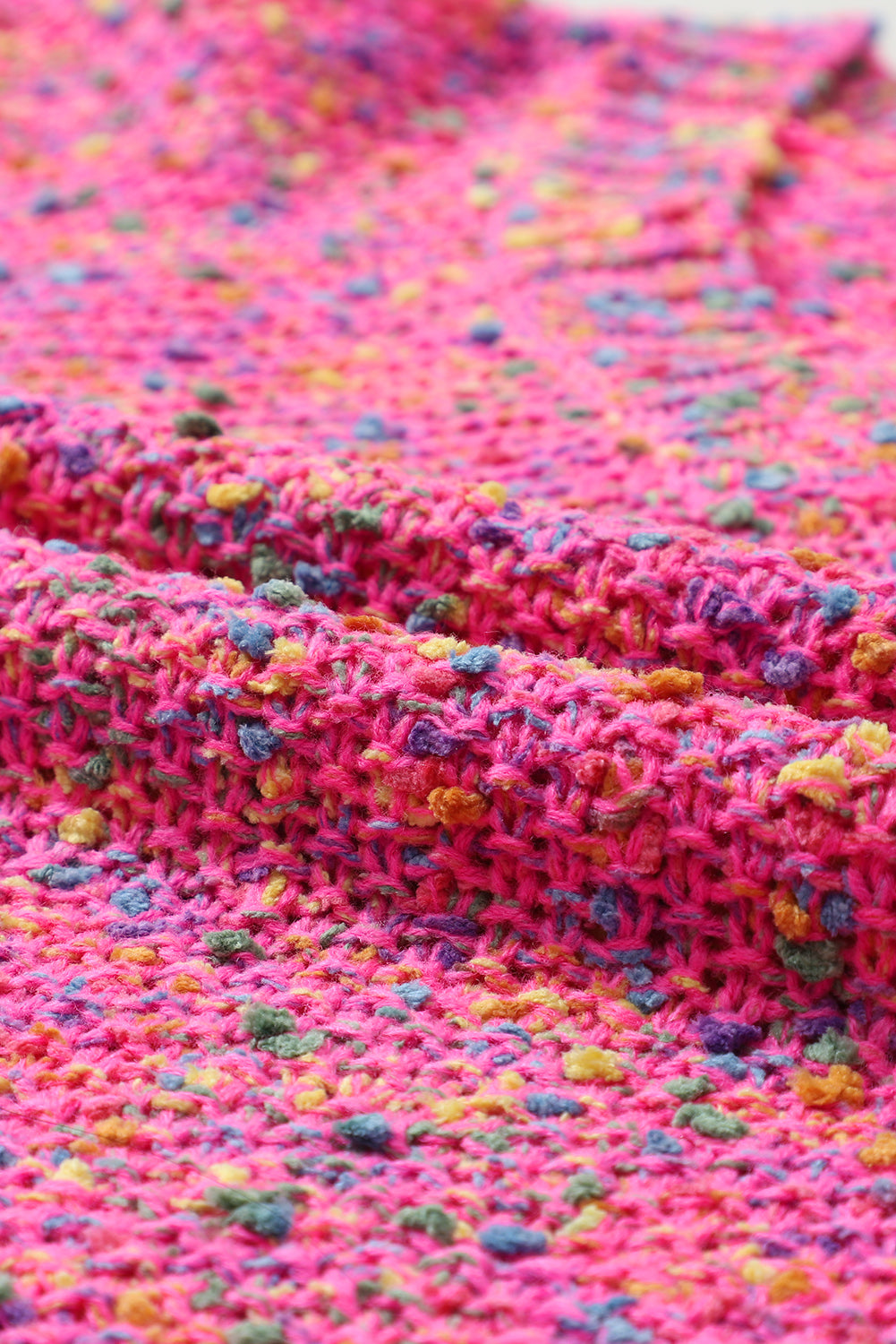 Dunkelrosa bunte flecken gestrickt v-ausschnitt casual pullover