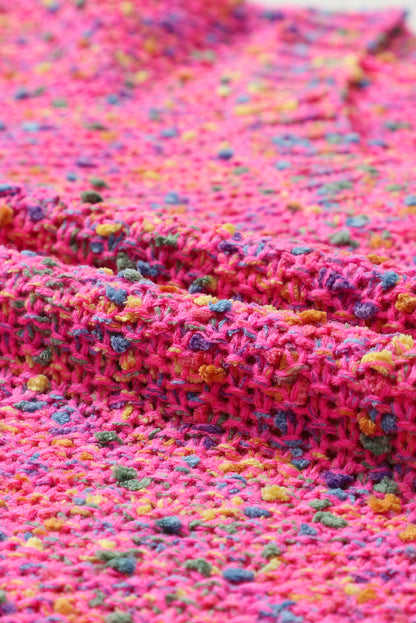 Dunkelrosa bunte flecken gestrickt v-ausschnitt casual pullover